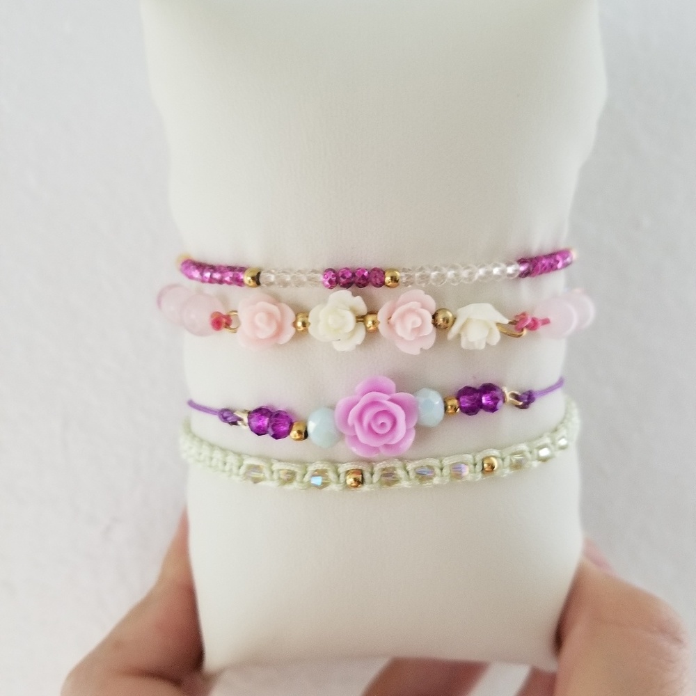 Bracelets woven  teenager rose colors precious!!